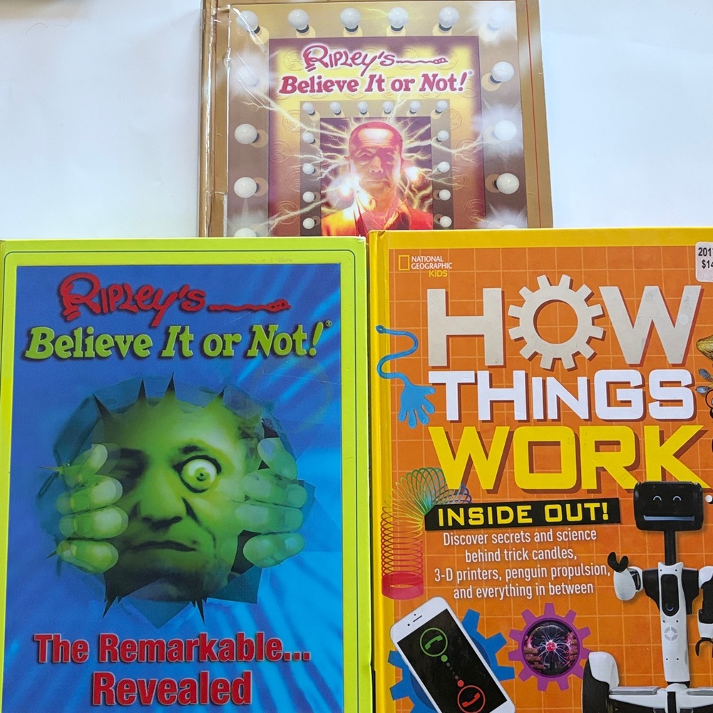 Riley’s Believe it or Not set and National Geographic How it Works Textbooks.